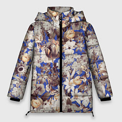 Куртка зимняя женская Цветы Синего Сада, цвет: 3D-красный