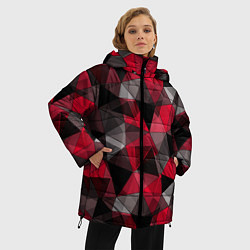 Куртка зимняя женская Красно-серый геометрический, цвет: 3D-красный — фото 2