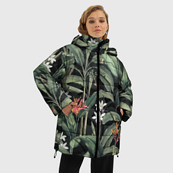 Куртка зимняя женская Цветы Зелёных Джунглей, цвет: 3D-светло-серый — фото 2