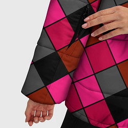 Куртка зимняя женская Розово-красный геометрический узор, цвет: 3D-черный — фото 2