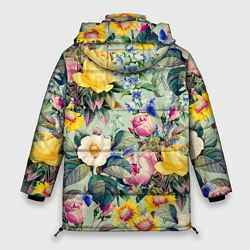 Женская зимняя куртка Солнечные Цветы / 3D-Красный – фото 2