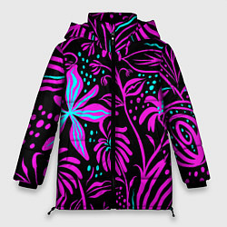 Куртка зимняя женская Purple flowers pattern, цвет: 3D-светло-серый