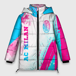 Женская зимняя куртка AC Milan neon gradient style: символ и надпись вер