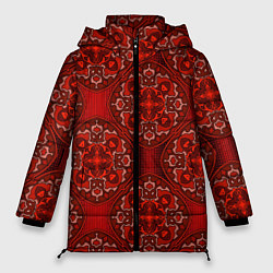 Женская зимняя куртка Красные абстрактные круглые узоры