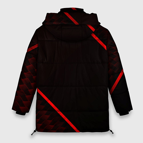 Женская зимняя куртка Toyota Красная абстракция / 3D-Красный – фото 2