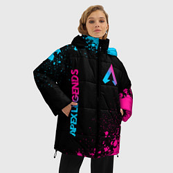 Куртка зимняя женская Apex Legends - neon gradient: символ и надпись вер, цвет: 3D-черный — фото 2