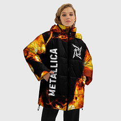Куртка зимняя женская Metallica и пылающий огонь, цвет: 3D-черный — фото 2