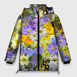 Куртка зимняя женская Цветочная летняя поляна, цвет: 3D-светло-серый