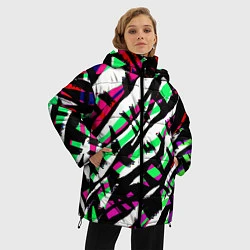 Куртка зимняя женская Разноцветная Зебра, цвет: 3D-красный — фото 2