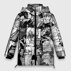 Куртка зимняя женская Человек-бензопила паттерн, цвет: 3D-светло-серый
