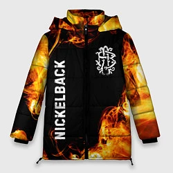 Куртка зимняя женская Nickelback и пылающий огонь, цвет: 3D-черный