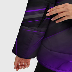 Куртка зимняя женская Черно-фиолетовая геометрическая абстракция, цвет: 3D-черный — фото 2