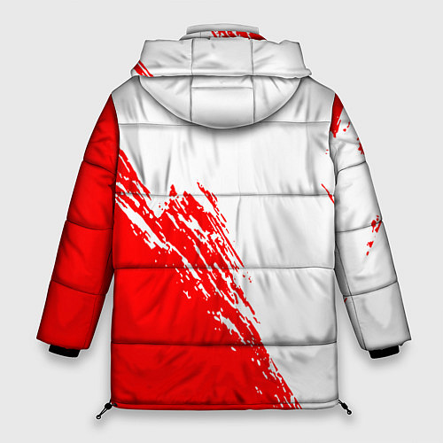 Женская зимняя куртка Mitsubishi - красная текстура / 3D-Светло-серый – фото 2