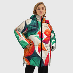Куртка зимняя женская Элегантный цветочный орнамент, цвет: 3D-красный — фото 2