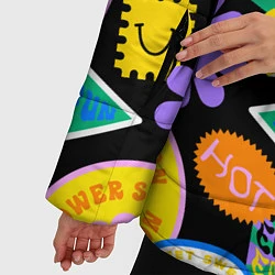 Куртка зимняя женская Летние наклейки pop-art паттерн, цвет: 3D-светло-серый — фото 2