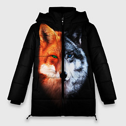 Куртка зимняя женская Волк и Лисица, цвет: 3D-черный
