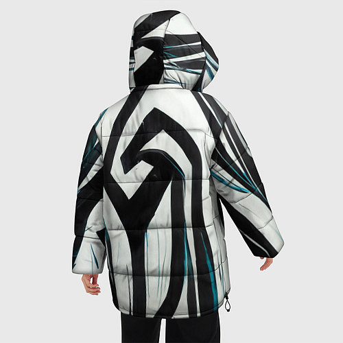 Женская зимняя куртка Цифровой окрас зебры / 3D-Черный – фото 4