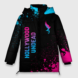 Женская зимняя куртка Hollywood Undead - neon gradient: символ и надпись