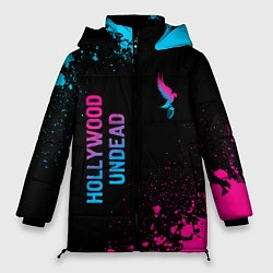 Куртка зимняя женская Hollywood Undead - neon gradient: символ и надпись, цвет: 3D-черный