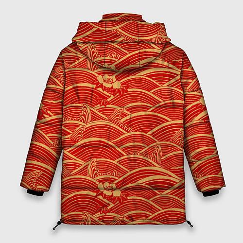 Женская зимняя куртка Китайская иллюстрация волн / 3D-Красный – фото 2