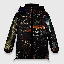 Женская зимняя куртка Ночной город - вид с высоты