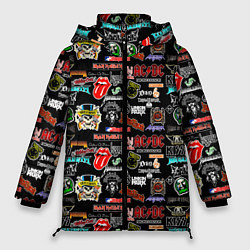 Куртка зимняя женская Famous musical rock bands, цвет: 3D-светло-серый