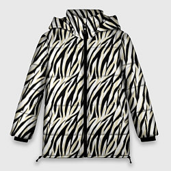 Женская зимняя куртка Тигровый полосатый узор-черные, бежевые полосы на