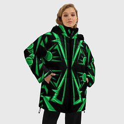 Куртка зимняя женская Геометрический узор зеленый geometric, цвет: 3D-черный — фото 2