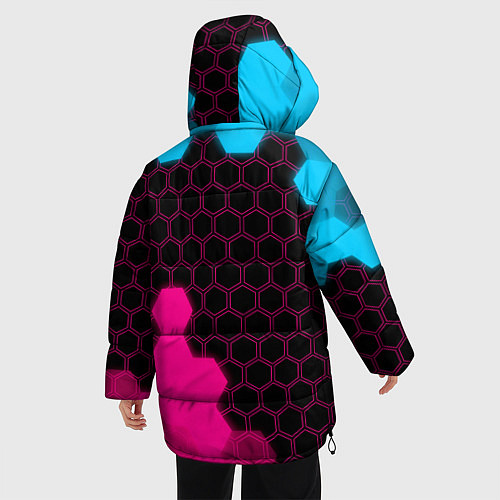 Женская зимняя куртка GTA - neon gradient: надпись, символ / 3D-Черный – фото 4