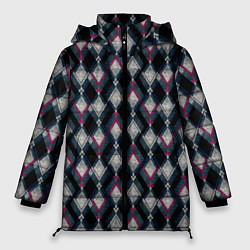 Женская зимняя куртка Классический ромбовидный текстурированный узор на