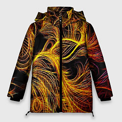 Куртка зимняя женская Фрактальные перья, цвет: 3D-красный