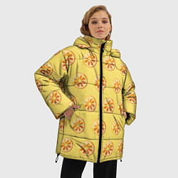 Куртка зимняя женская Апельсин Паттерн - Желтая версия, цвет: 3D-красный — фото 2