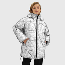 Куртка зимняя женская Белые цветы на светло сером, цвет: 3D-светло-серый — фото 2