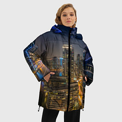 Куртка зимняя женская Ночной красочный город, цвет: 3D-светло-серый — фото 2
