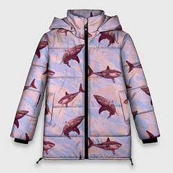 Женская зимняя куртка Акулы на фоне неба