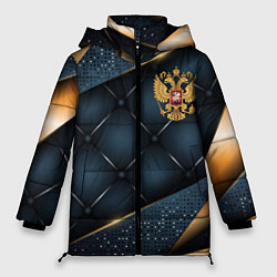 Женская зимняя куртка Золотой герб России на объемном фоне