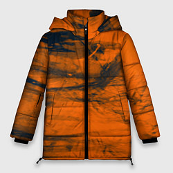 Женская зимняя куртка Абстрактная оранжевая поверхность и чёрные тени