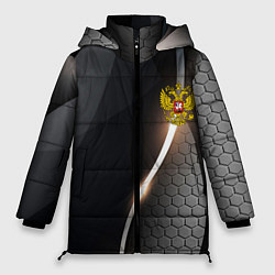 Куртка зимняя женская Герб РФ киберпанк, цвет: 3D-черный
