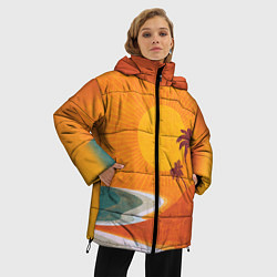 Куртка зимняя женская Закат на побережье минимализм, цвет: 3D-светло-серый — фото 2