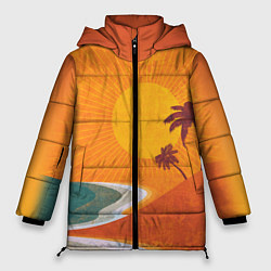 Женская зимняя куртка Закат на побережье минимализм