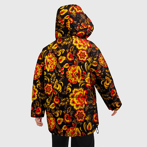 Женская зимняя куртка Хохлома роспись / 3D-Черный – фото 4
