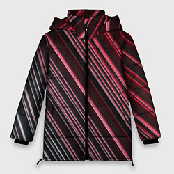 Куртка зимняя женская Абстрактные неоновые линии и полосы, цвет: 3D-светло-серый