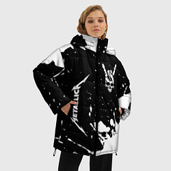 Куртка зимняя женская Metallica и рок символ на темном фоне, цвет: 3D-черный — фото 2