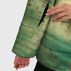 Куртка зимняя женская Абстрактные зелёные краски и силуэты людей, цвет: 3D-светло-серый — фото 2
