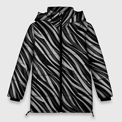 Куртка зимняя женская Полосатый черно-серый узор Зебра, цвет: 3D-красный