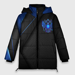 Куртка зимняя женская Черно-синий герб России, цвет: 3D-черный