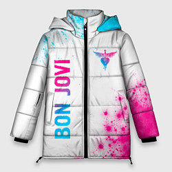 Женская зимняя куртка Bon Jovi neon gradient style: надпись, символ