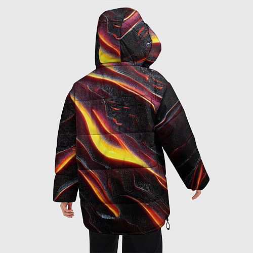 Женская зимняя куртка Огонь сквозь расколы в плите как магическая лава / 3D-Черный – фото 4