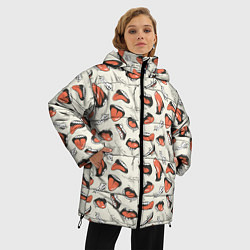 Куртка зимняя женская Рот с языком поп арт, цвет: 3D-красный — фото 2
