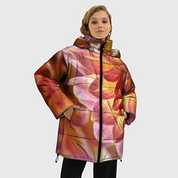 Куртка зимняя женская Оранжевые георгины лепестки, цвет: 3D-черный — фото 2